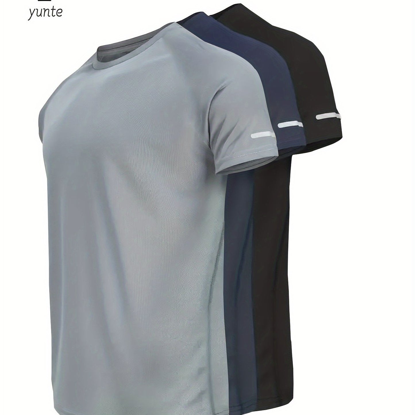 3-Pack Active Tees - Grey, Navy & Black