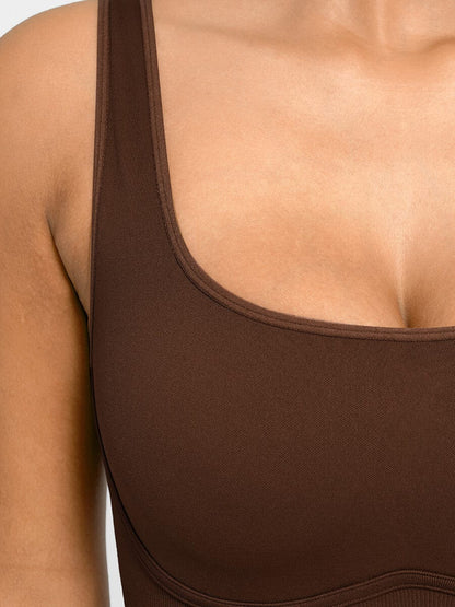 Macacão Sem Costuras Decote Quadrado com Costas em U