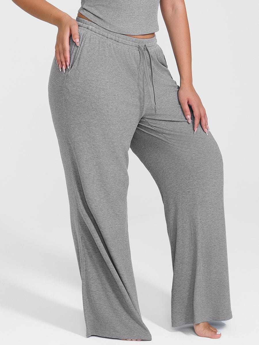 Rayon Ribbed Wide Leg Lounge Pants