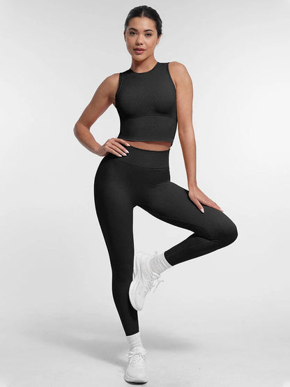 Seamless Double-Layer Waistband Peach Buttocks Shaping Yoga Leggings