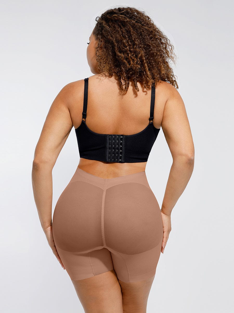 Body Modelador em Mesh de Cintura Baixa com Lifting de Glúteos