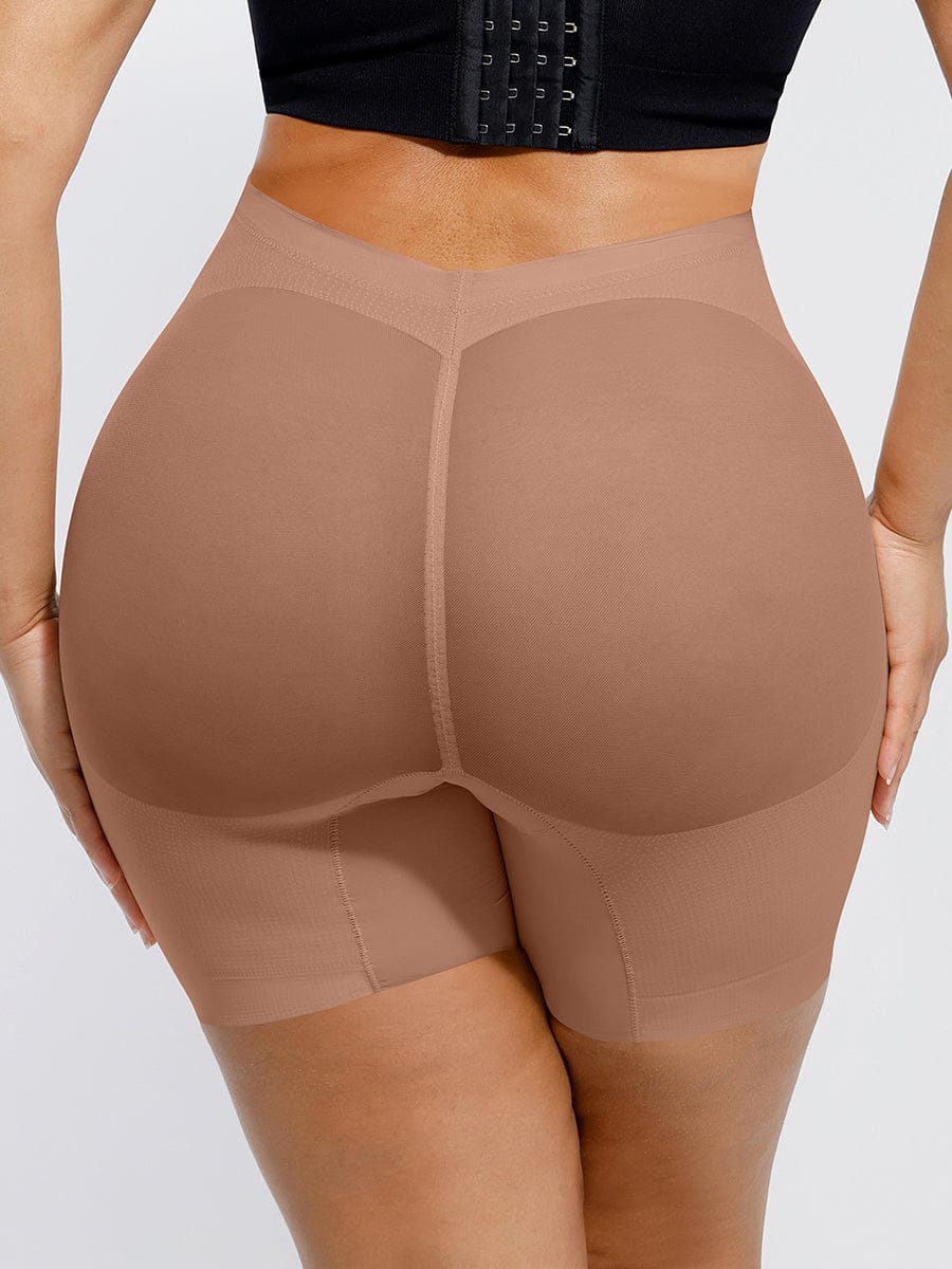 Body Modelador em Mesh de Cintura Baixa com Lifting de Glúteos