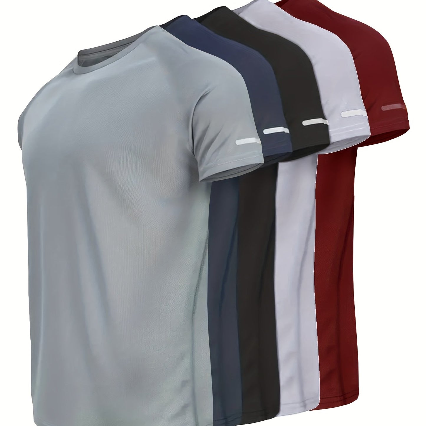 5-Pack Active Tees - Grey, Navy, Black, White & Red