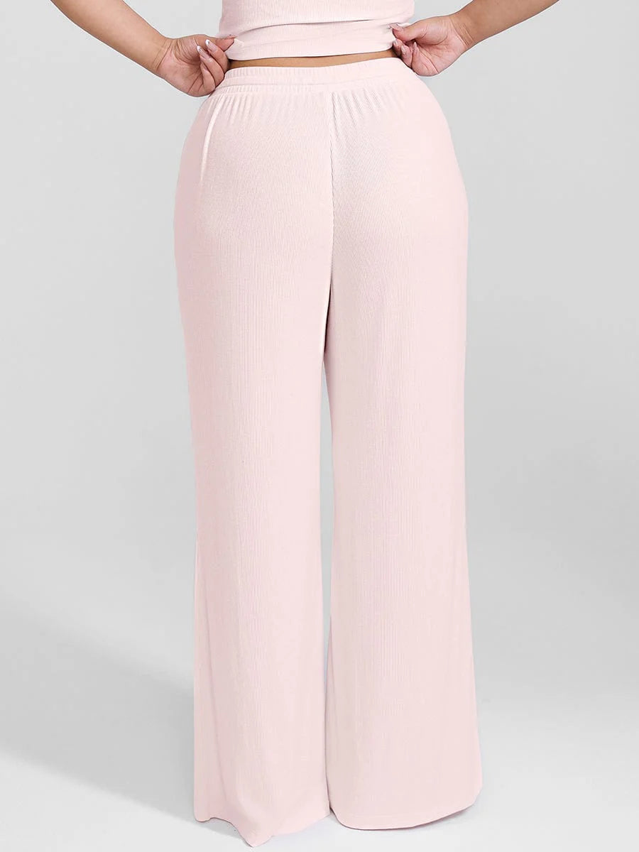 Rayon Ribbed Wide Leg Lounge Pants