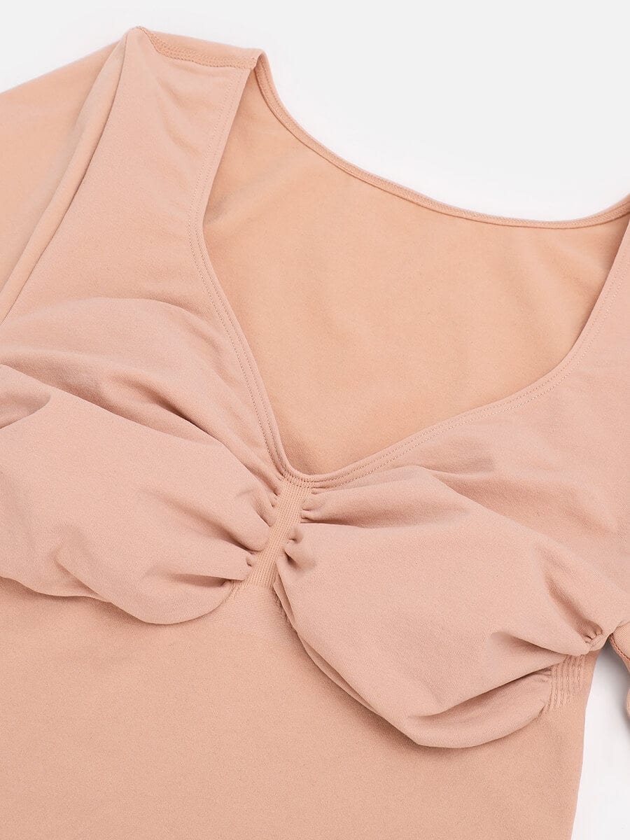 Body Modelador Sem Costuras de Manga Comprida Fio Dental