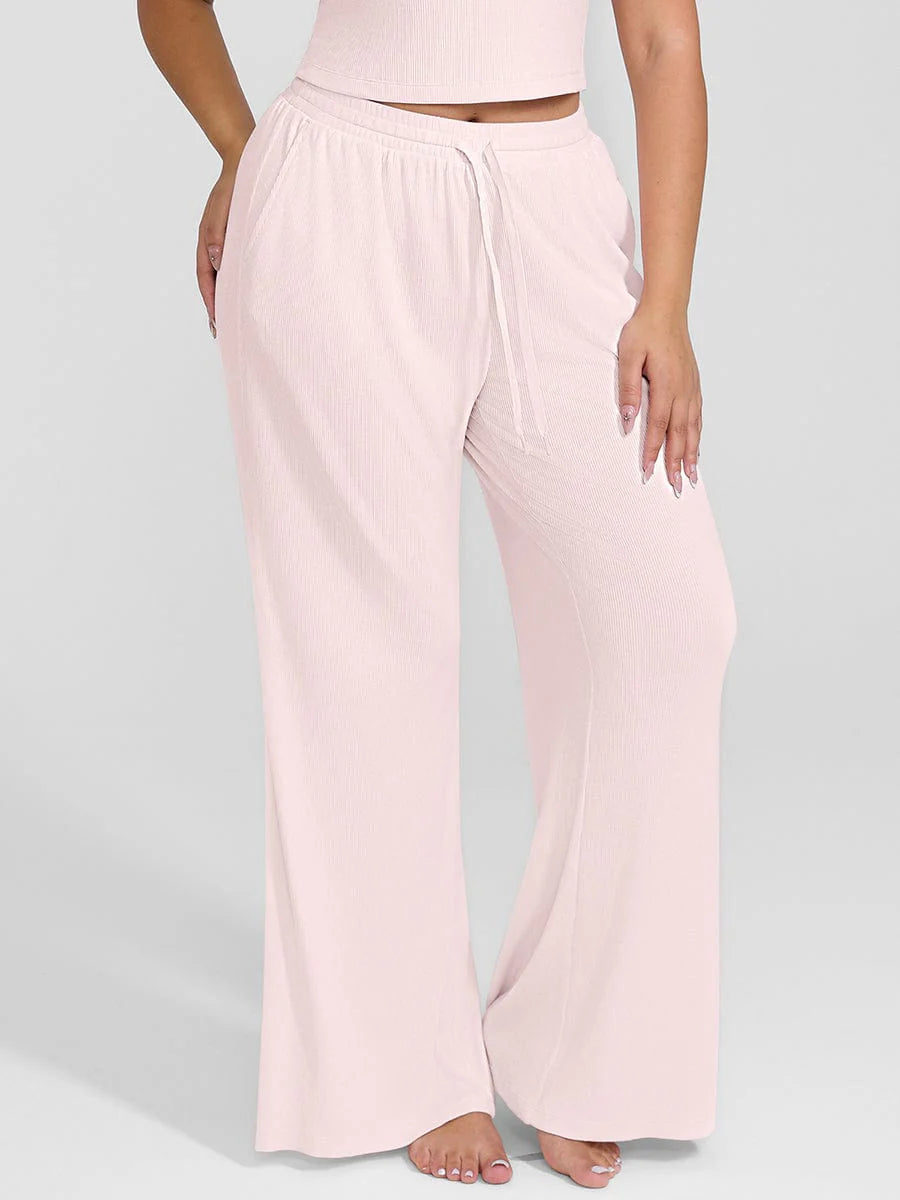 Rayon Ribbed Wide Leg Lounge Pants