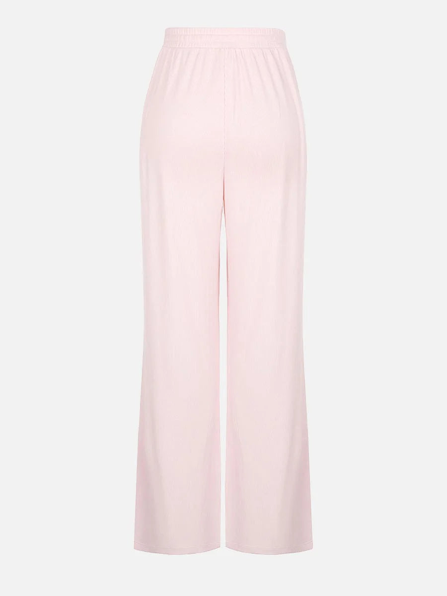 Rayon Ribbed Wide Leg Lounge Pants