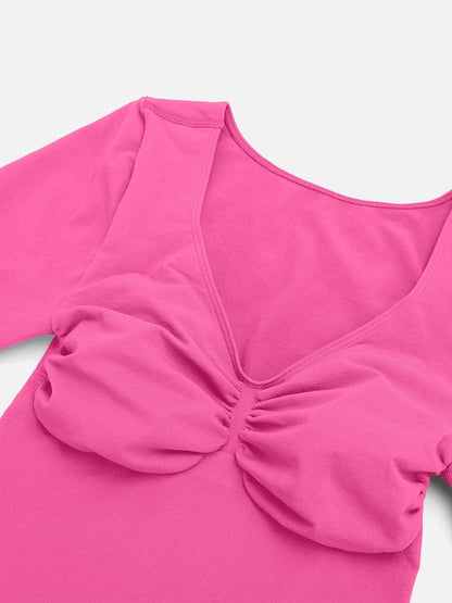 Body Modelador Sem Costuras de Manga Comprida Fio Dental