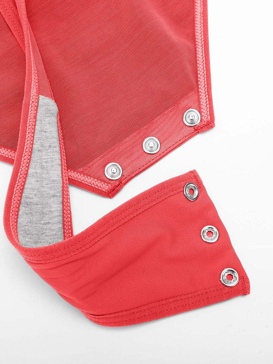 Sexy V-neck Overlapping pleated Waist and Tummy Control Antibacterial Crotch Bodysuit