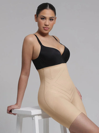 Braguita moldeadora de cintura alta de spandex líquido Air Slim para adelgazar muslos