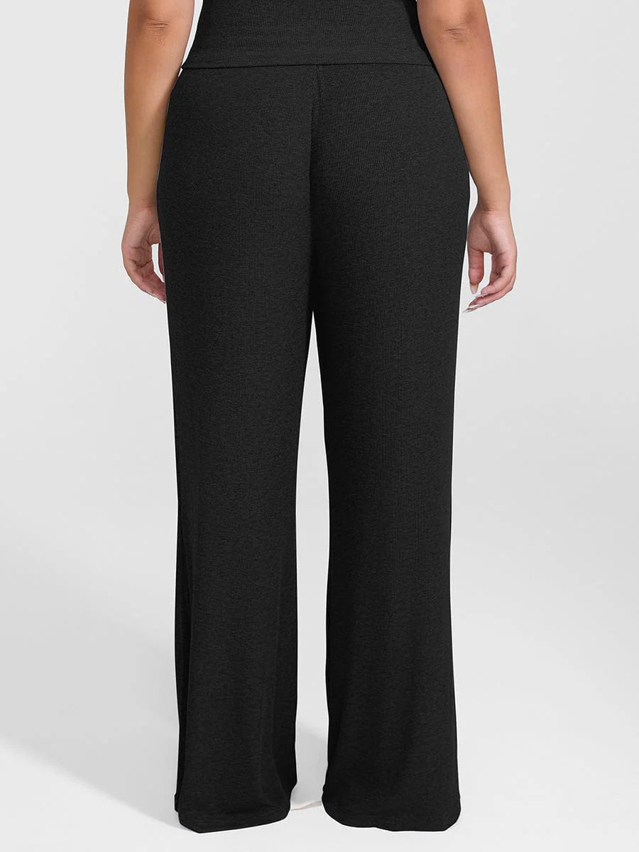 Rayon Ribbed Wide Leg Lounge Pants