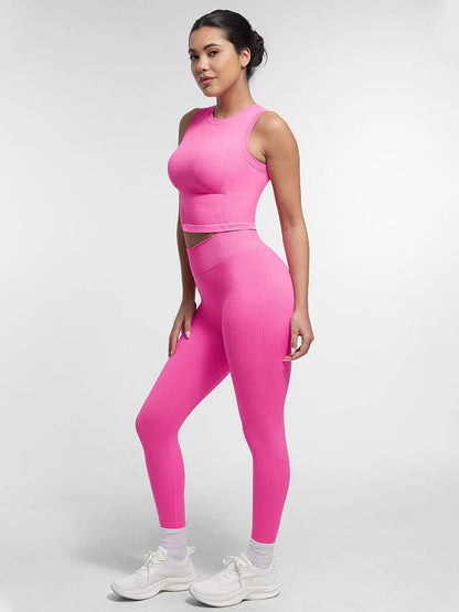 Seamless Double-Layer Waistband Peach Buttocks Shaping Yoga Leggings