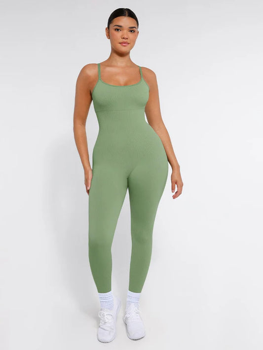 High Stretchy Seamless Sling Tummy Control Jumpsuit Removable cup pads