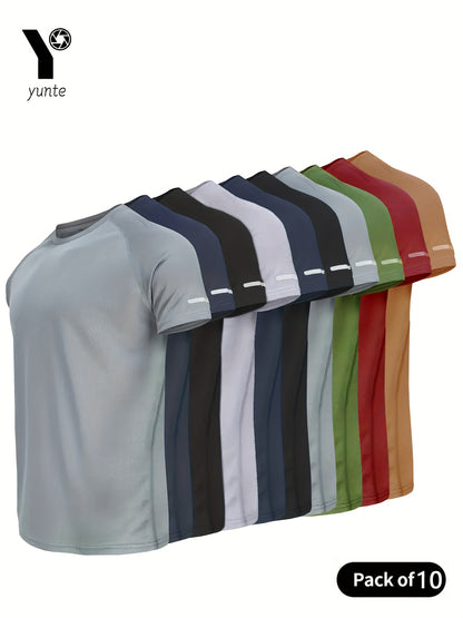 10-Pack Active Tees - Grey, Navy, Black, White, Navy, Black, Grey, Green, Red, Khaki