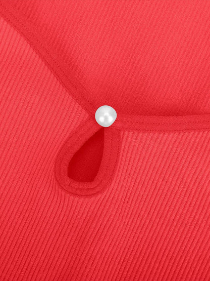 Body de tanga con control de abdomen, cintura y escote redondo, acanalado y sexy, sin costuras