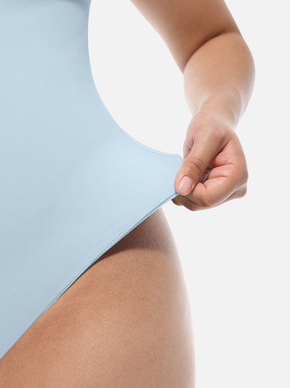 Square-Neck Short-Sleeve Tummy Control Bodysuit