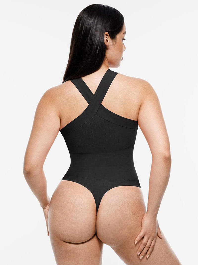 Seamless Crossover Halter Thong Bodysuit