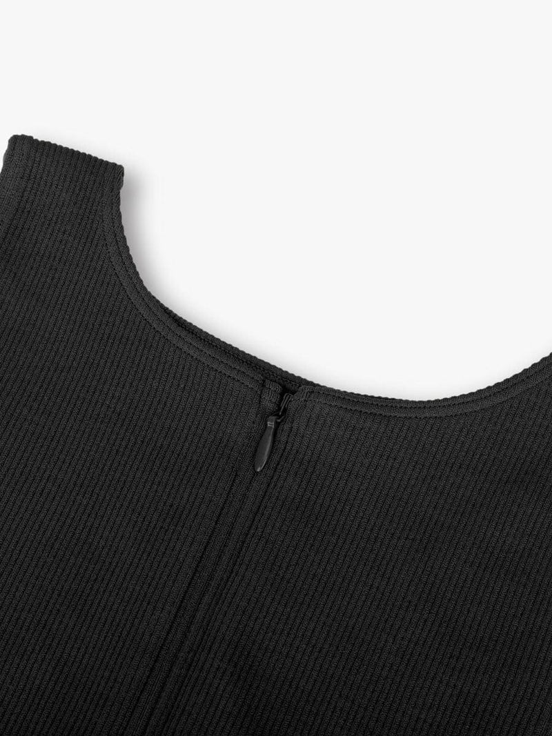Seamless Ribbed Zip Front Sleeveless Briefs Bodysuit