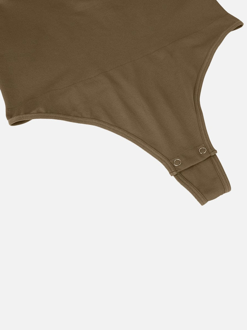 Body Sem Costuras de Manga Comprida com Fecho Fio Dental