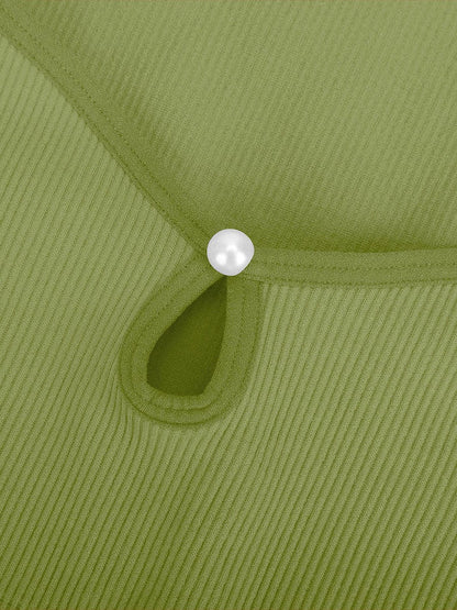 Body de tanga con control de abdomen, cintura y escote redondo, acanalado y sexy, sin costuras