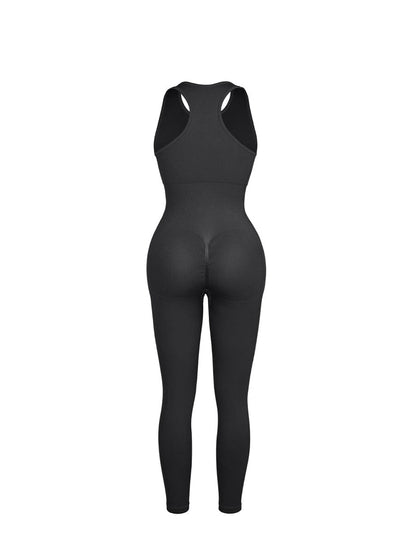 Seamless Zip Front Full-Length Racerback 2-in-1 Sport Shaping Jumpsuit