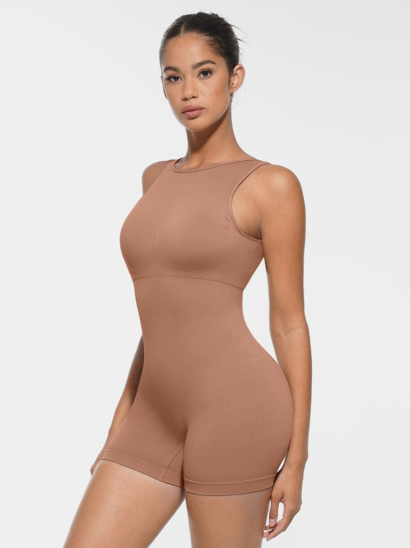 Round Neck Seamless Sexy U Back Shape Shapewear with Removable Cups