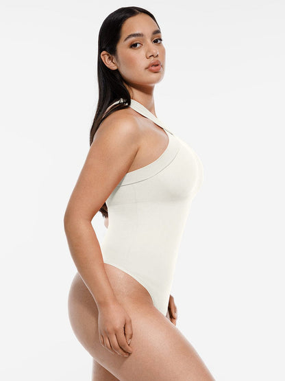 Seamless Crossover Halter Thong Bodysuit