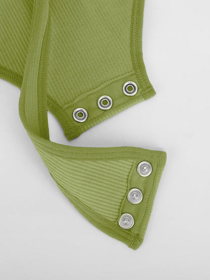 Body de tanga con control de abdomen, cintura y escote redondo, acanalado y sexy, sin costuras