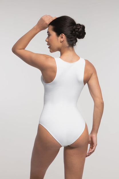 Seamless Ribbed Zip Front Sleeveless Briefs Bodysuit