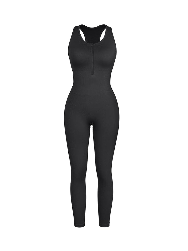 Seamless Zip Front Full-Length Racerback 2-in-1 Sport Shaping Jumpsuit