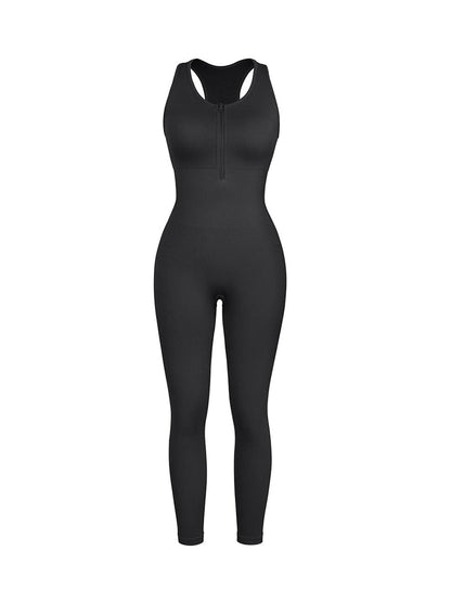Seamless Zip Front Full-Length Racerback 2-in-1 Sport Shaping Jumpsuit