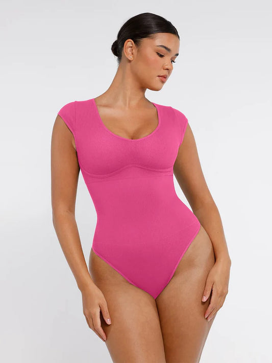 Seamless Deep V Waist and Abdomen Shaping Thong Bodysuit